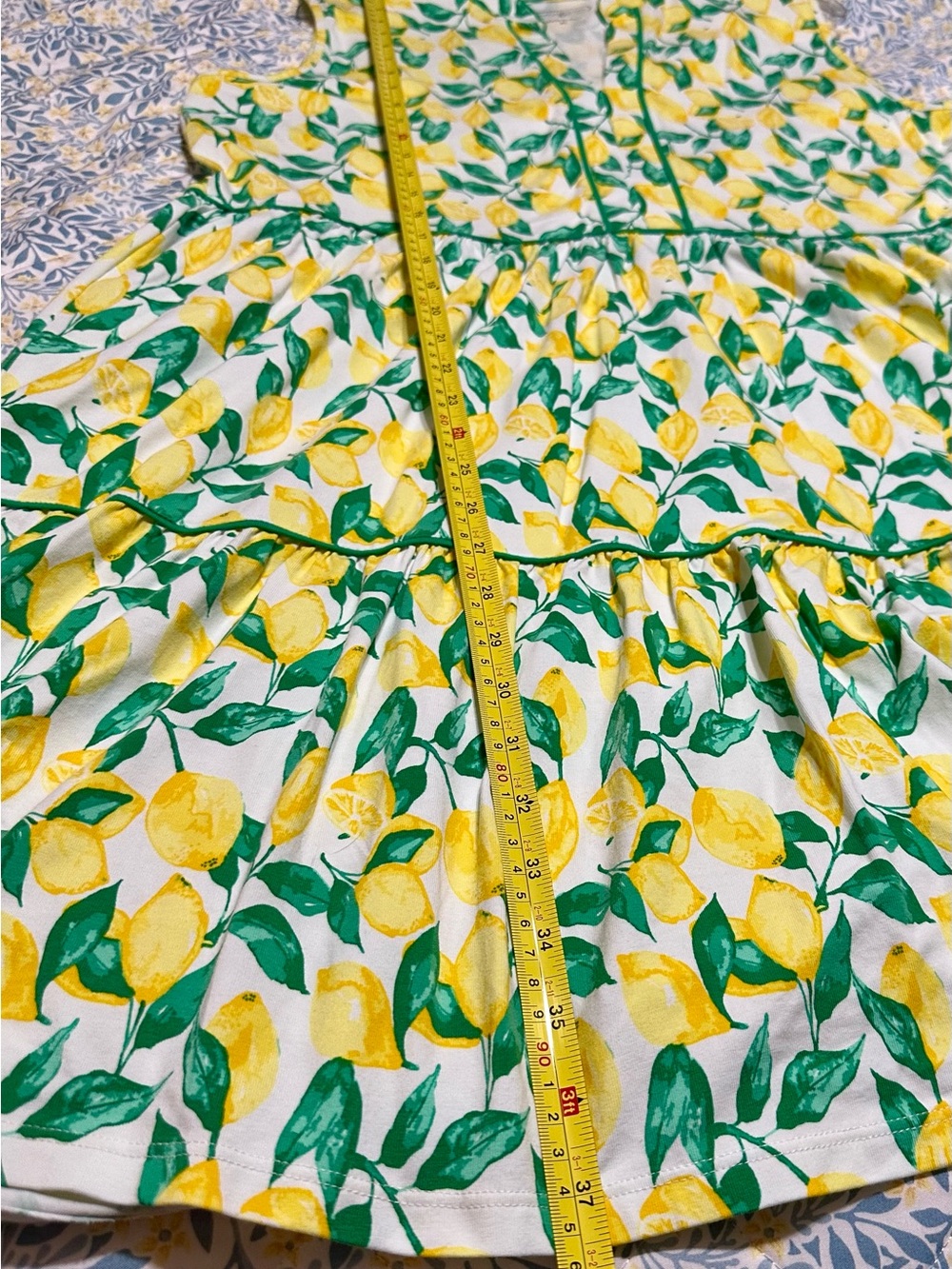 Duffield Lane Lemon Print Tiered Dress - Yellow & Green - Picture 15 of 16